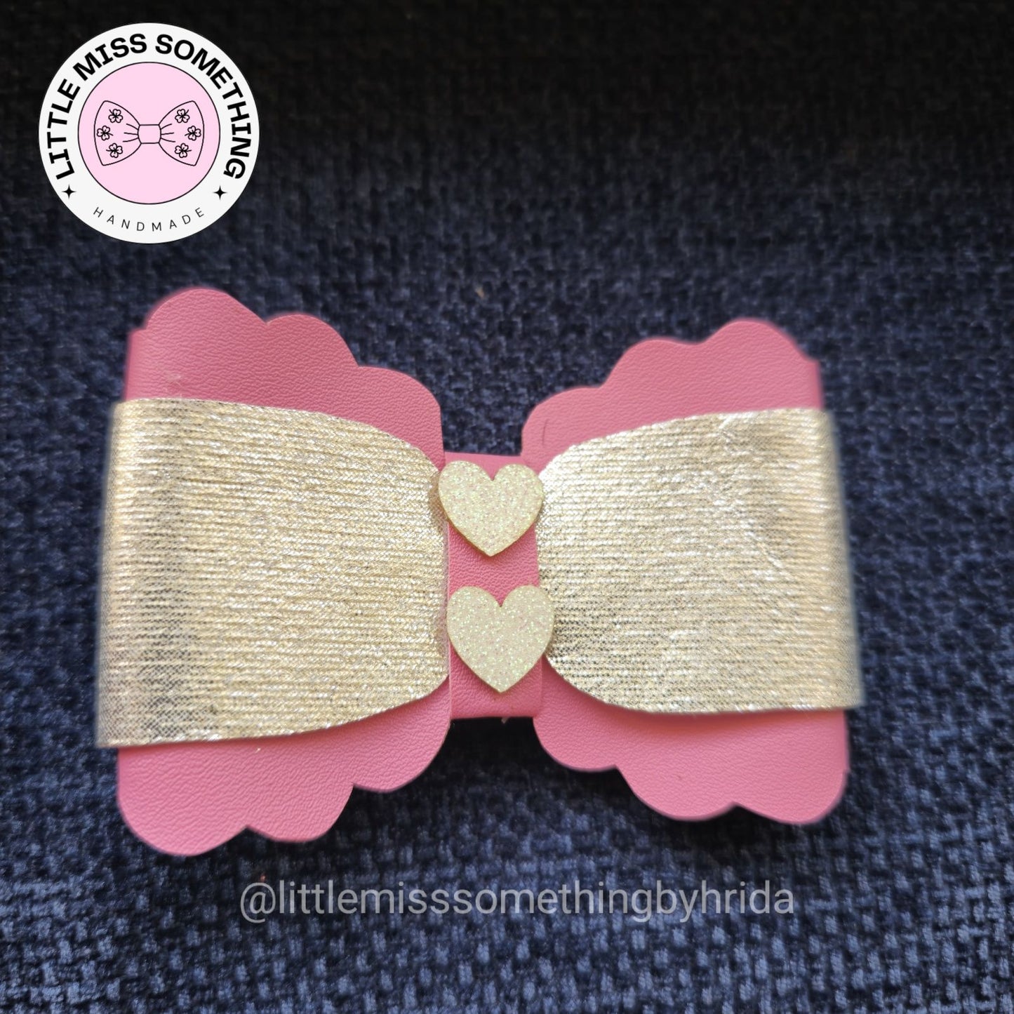 Pink & Silver Heart Bow