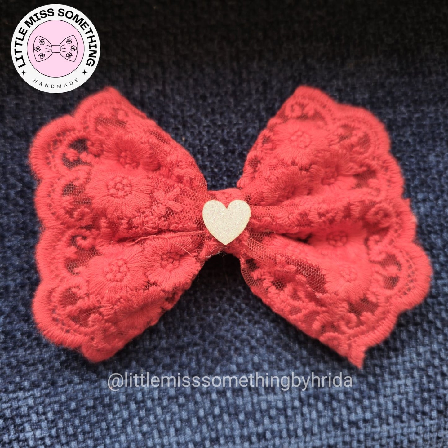 Red Lace Heart Bow