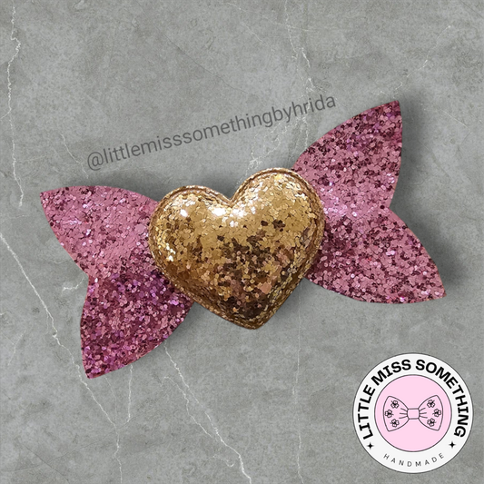 Sparkle & Love: The Glitter Pink Gold Heart Bow ✨💖